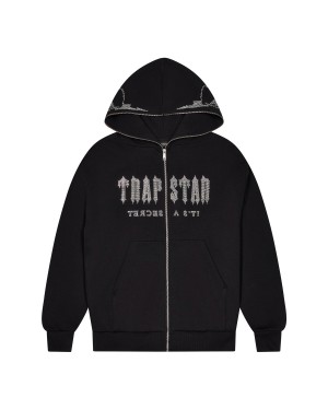 Black Men's Trapstar Skull Decoded Diamante Hoodies, Trapstar London | 9173LENRD