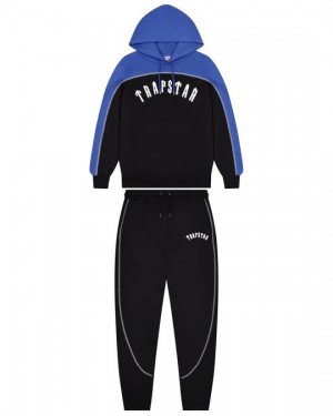 Black / Blue Men's Trapstar Irongate Chenille Arce Hooded Tracksuits, Trapstar London | 8250RXVZF