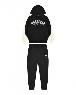 Black / Cream Men's Trapstar Irongate Arch Panel Tracksuits, Trapstar London | 1934QRKCV