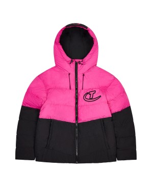 Black / Pink Men's Trapstar Hyperdrive Hooded Puffer Jackets, Trapstar London | 8207DSPIE