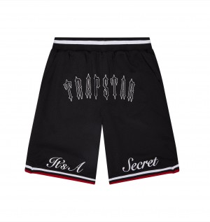 Black / Red Men's Trapstar It's A Secret Irongate Arch Shorts, Trapstar London | 3194SFKLH
