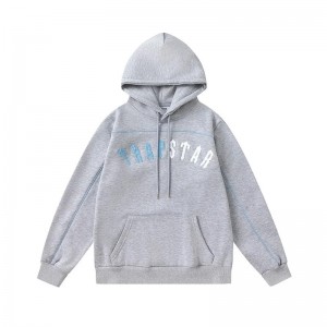 Grey Men's Trapstar Blue-White Logo Hoodies, Trapstar London | 1264OASKE