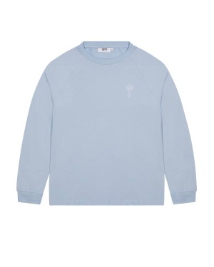 Light Blue Men's Trapstar Foundation LS T-shirts, Trapstar London | 9076YWNQD