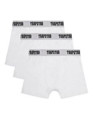 White Men's Trapstar 3 Pack Boxer, Trapstar London | 6320UTJLR