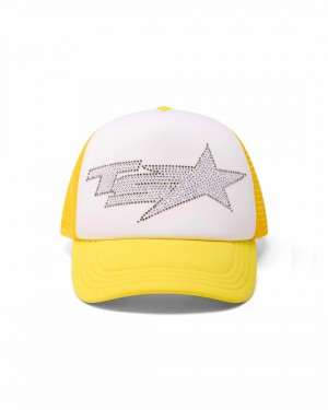 Yellow Women's Trapstar TS Star Diamante Trucker Caps, Trapstar London | 5286TGYOP