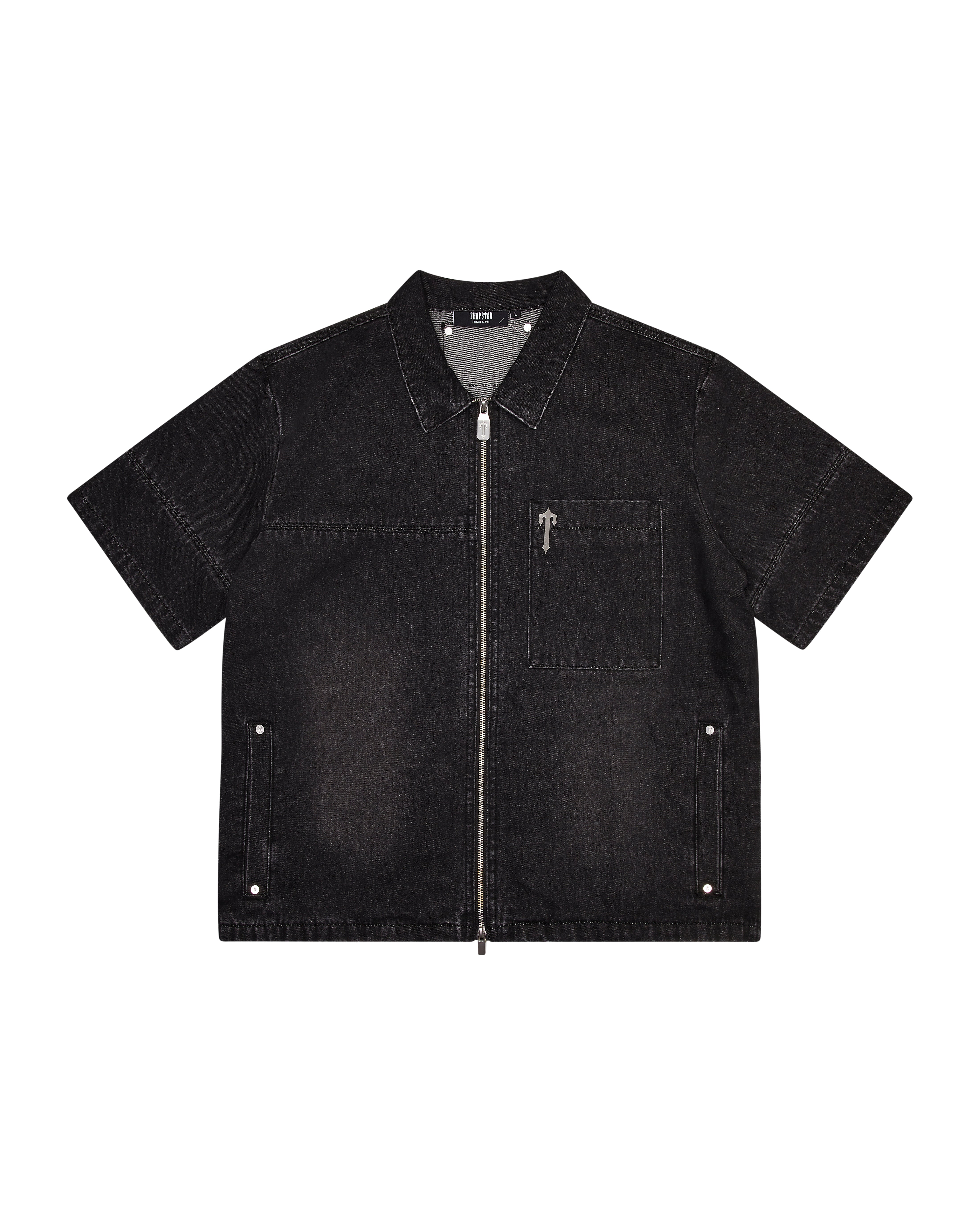 Black Men\'s Trapstar Deconstruct Rivet Shirts, Trapstar London | 9670BAZMU