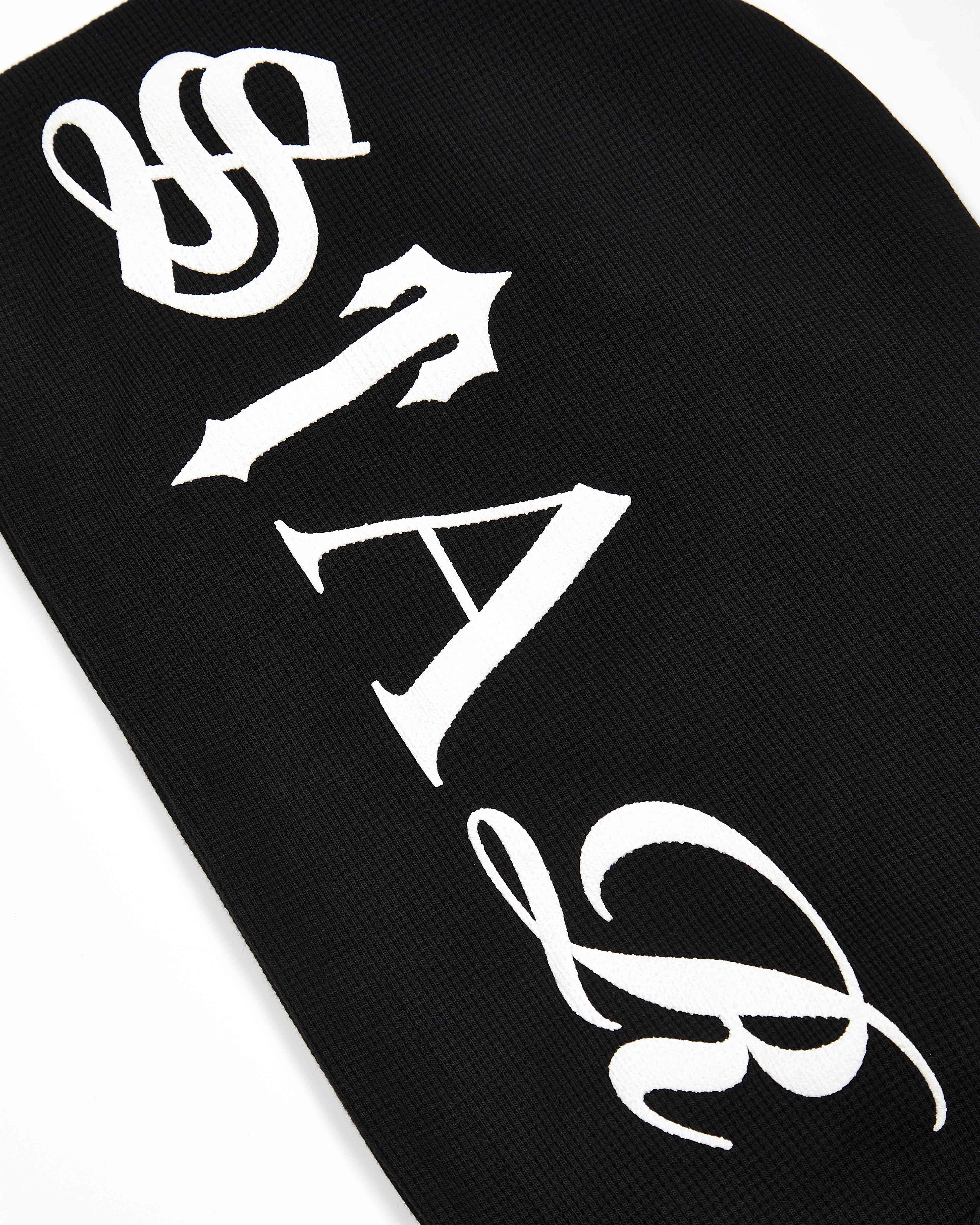 Black Men's Trapstar Script Waffle Hoodies, Trapstar London | 2375QJMNV