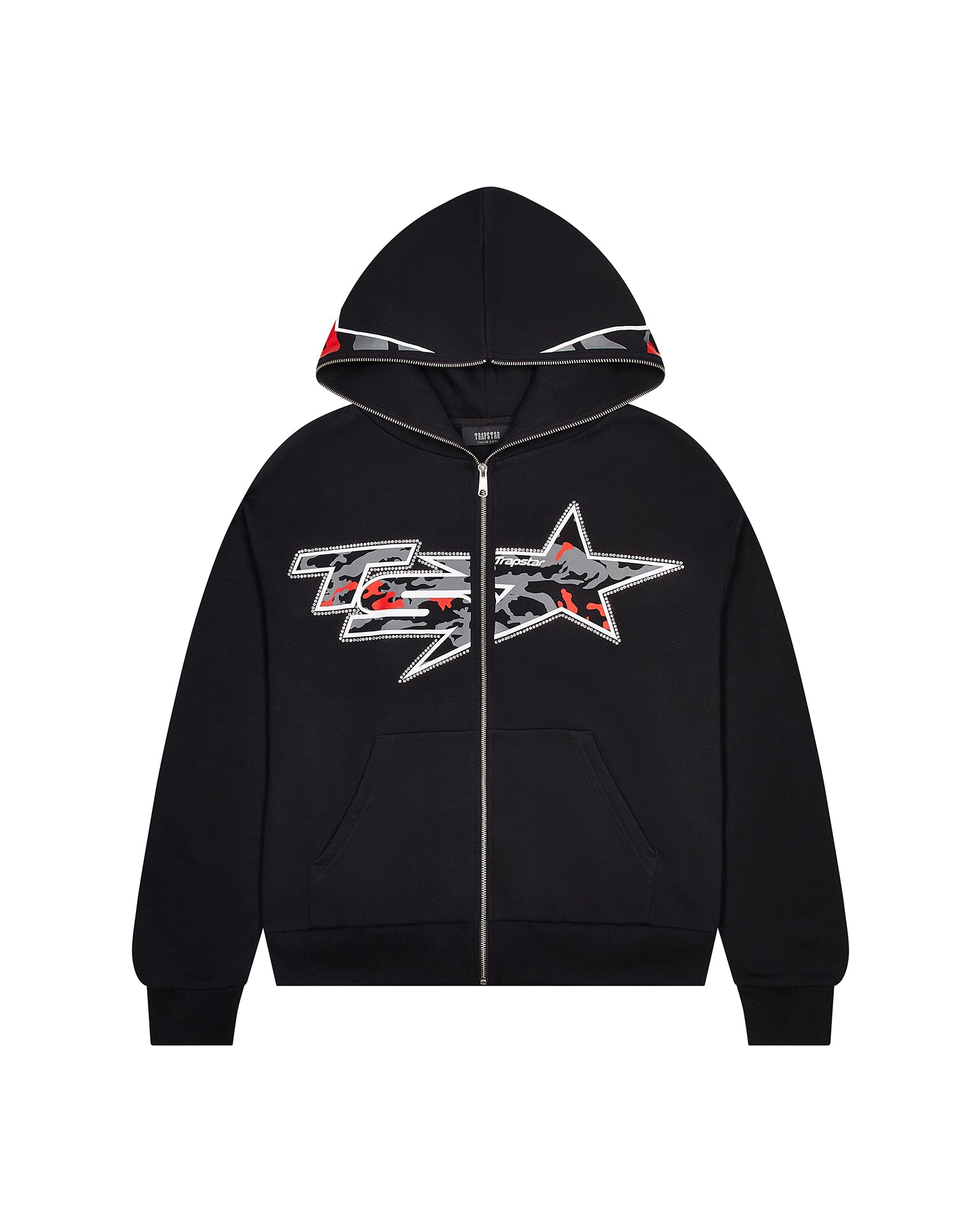 Black Men\'s Trapstar TS Star Camo Hoodies, Trapstar London | 0315XEGDZ