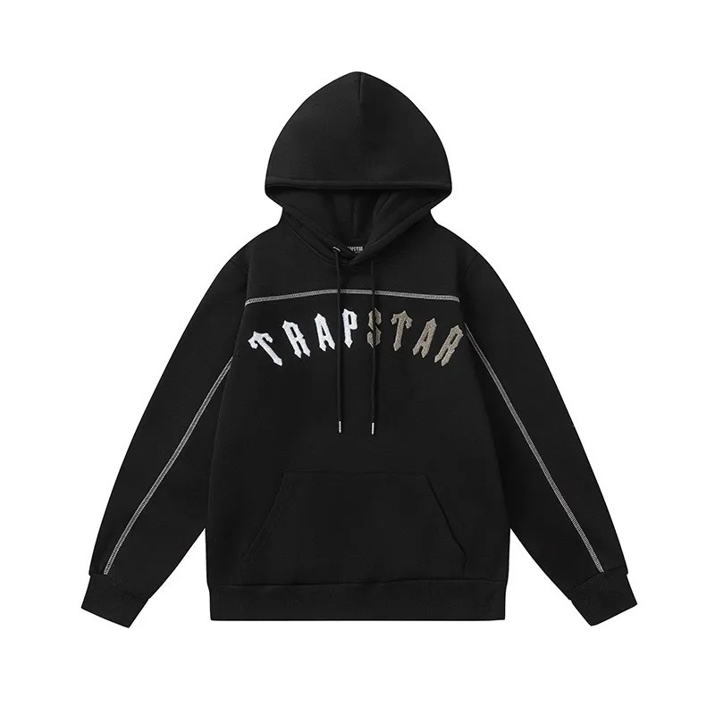 Black Men\'s Trapstar White-Gray Logo Hoodies, Trapstar London | 5016OJVTS