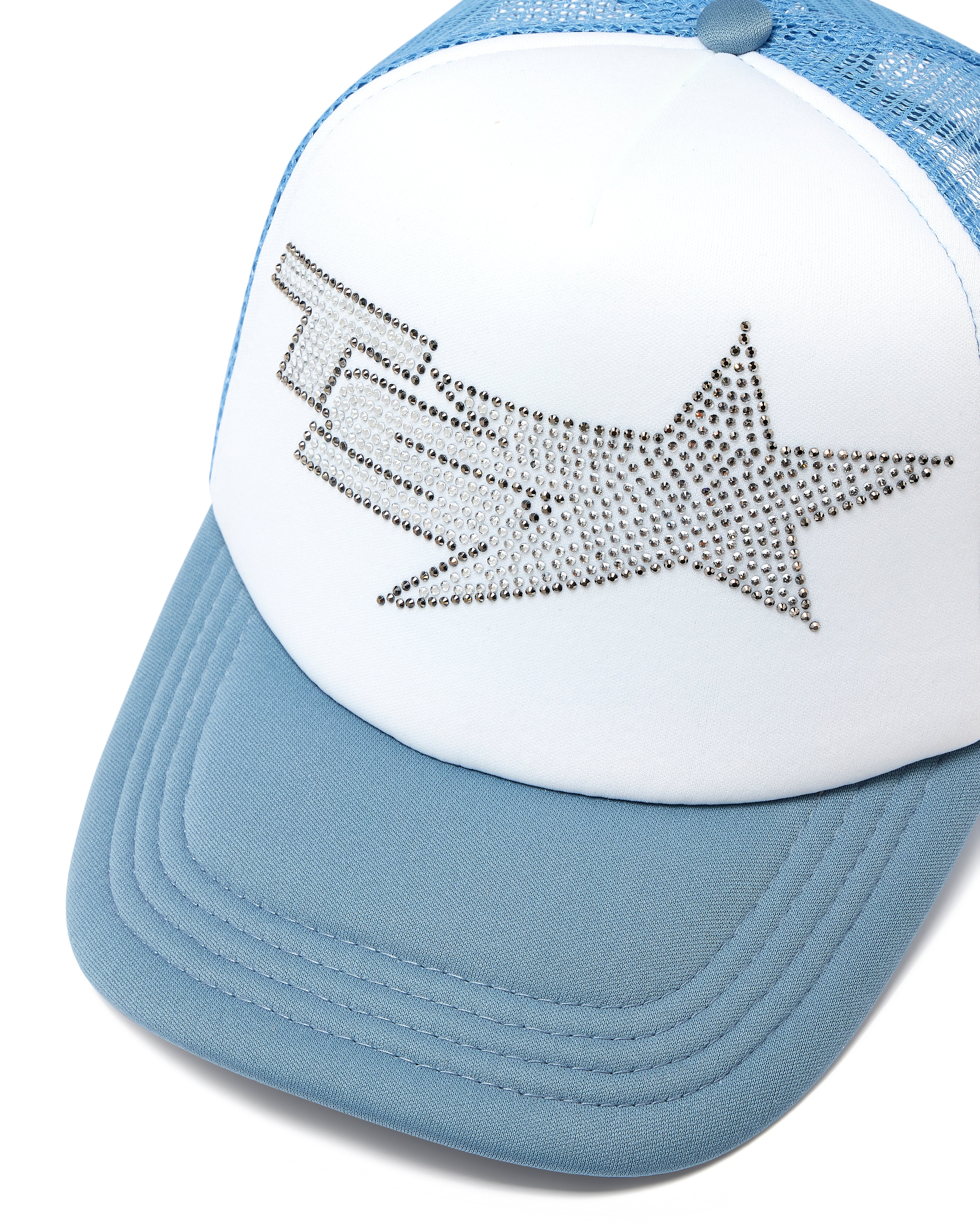 Denim Blue Women's Trapstar Denim Diamante TS Star Trucker Caps, Trapstar London | 1405WUHZB