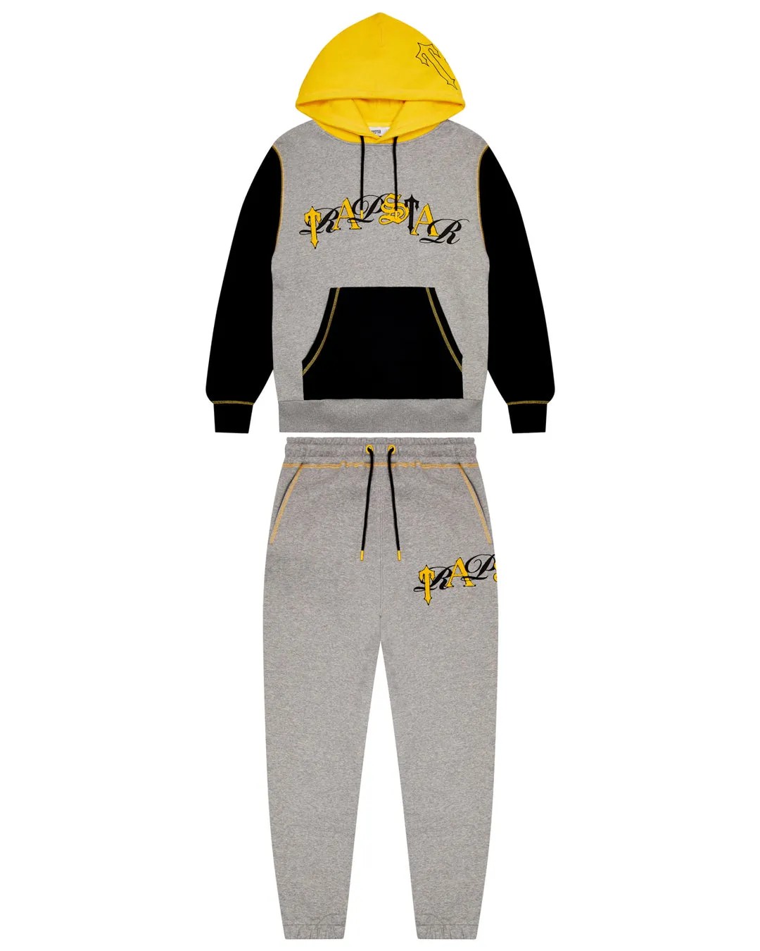 Grey / Yellow Men\'s Trapstar Script Tracksuits, Trapstar London | 3017SIQGB